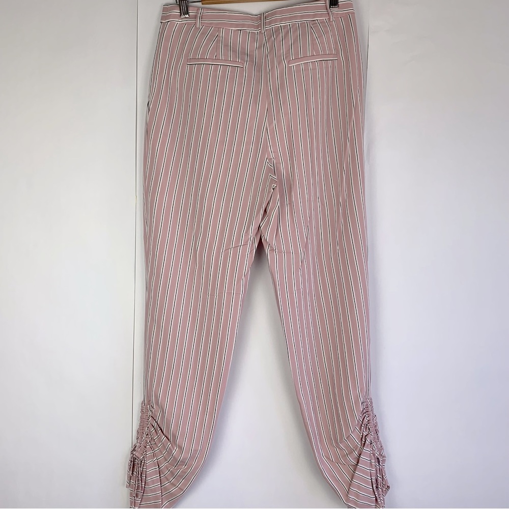 Tibi Striped drawstring gathered Trousers pale pink - Picture 8 of 14